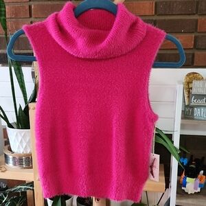 Jessica Simpson Vibrant Pink Sleeveless Cowl Neck Sweater